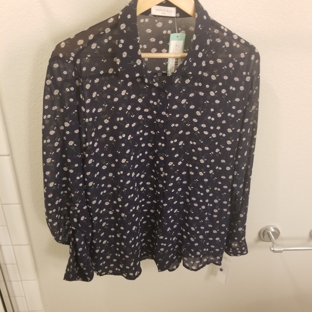 Daisy Print Sheer Blouse size M
